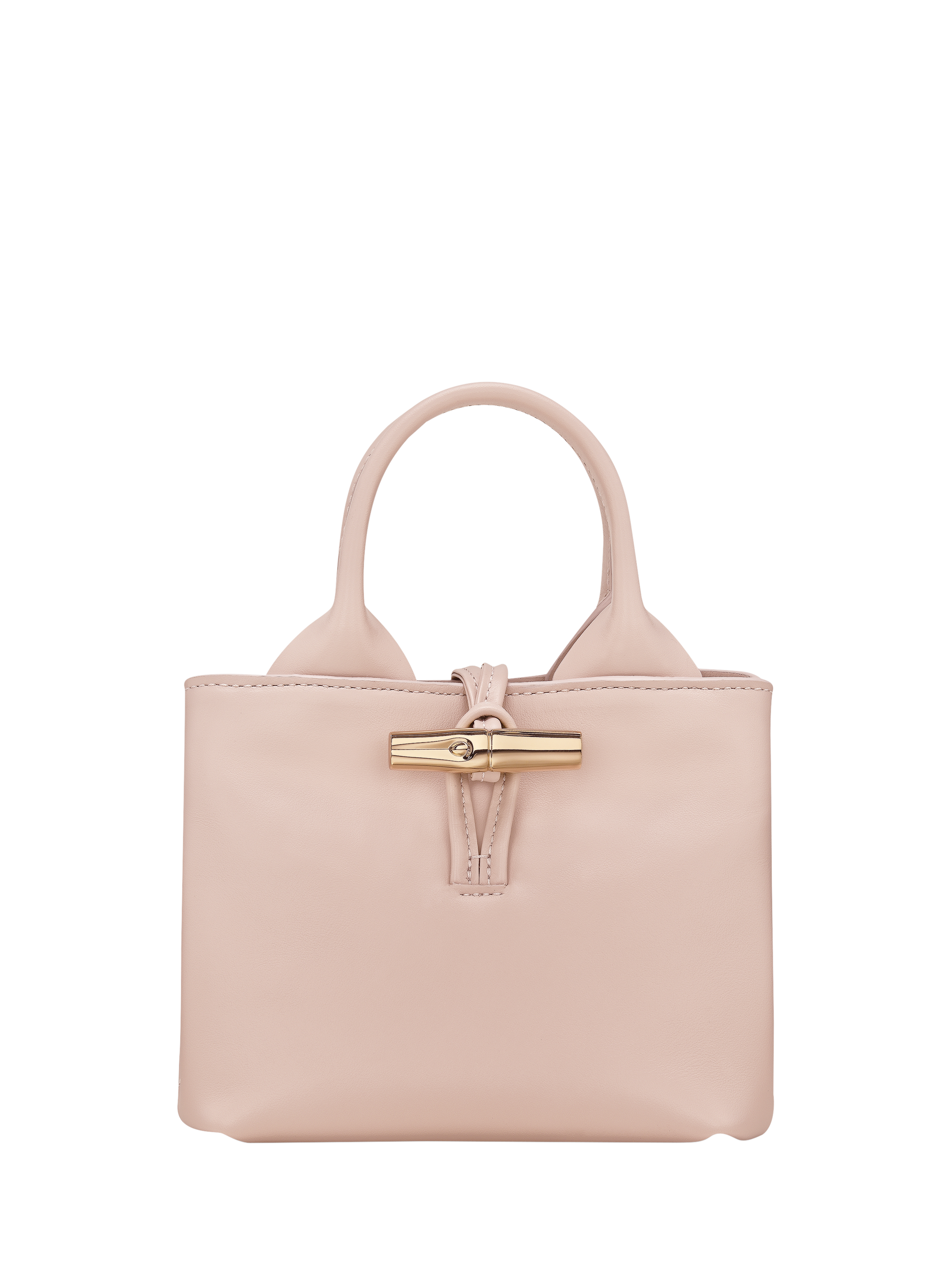 Product image 1 of 4, which shows Longchamp Roseau Leather XS Handbag, Petal Pink