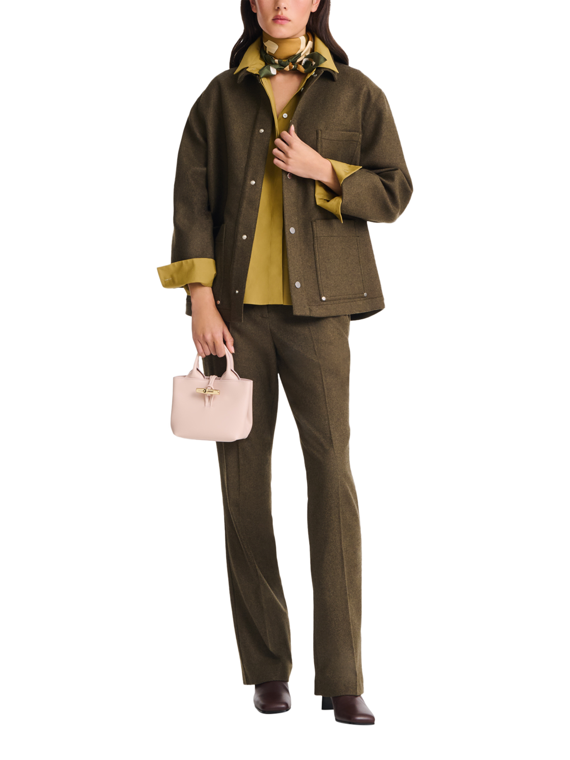 Product image 2 of 4, which shows Longchamp Roseau Leather XS Handbag, Petal Pink
