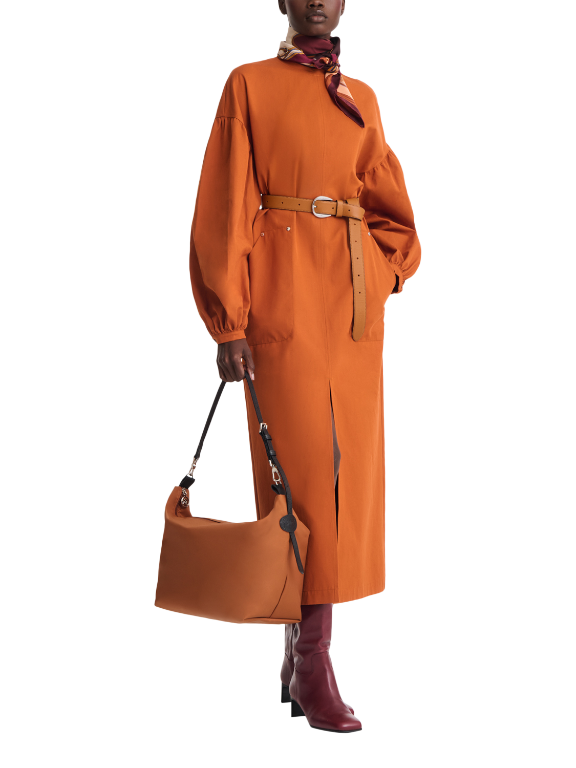 Product image 2 of 2, which shows Longchamp Canvas Large Slouchy Hobo Bag, Cognac