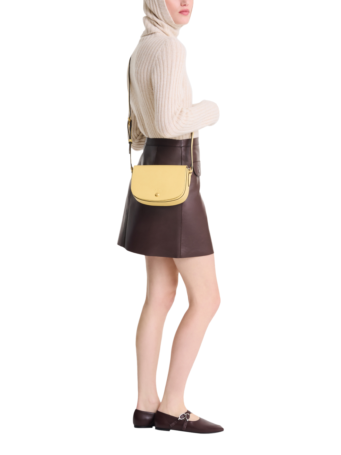 Product image 2 of 3, which shows Longchamp Épure Leather Cross Body Bag, Yellow Lemon