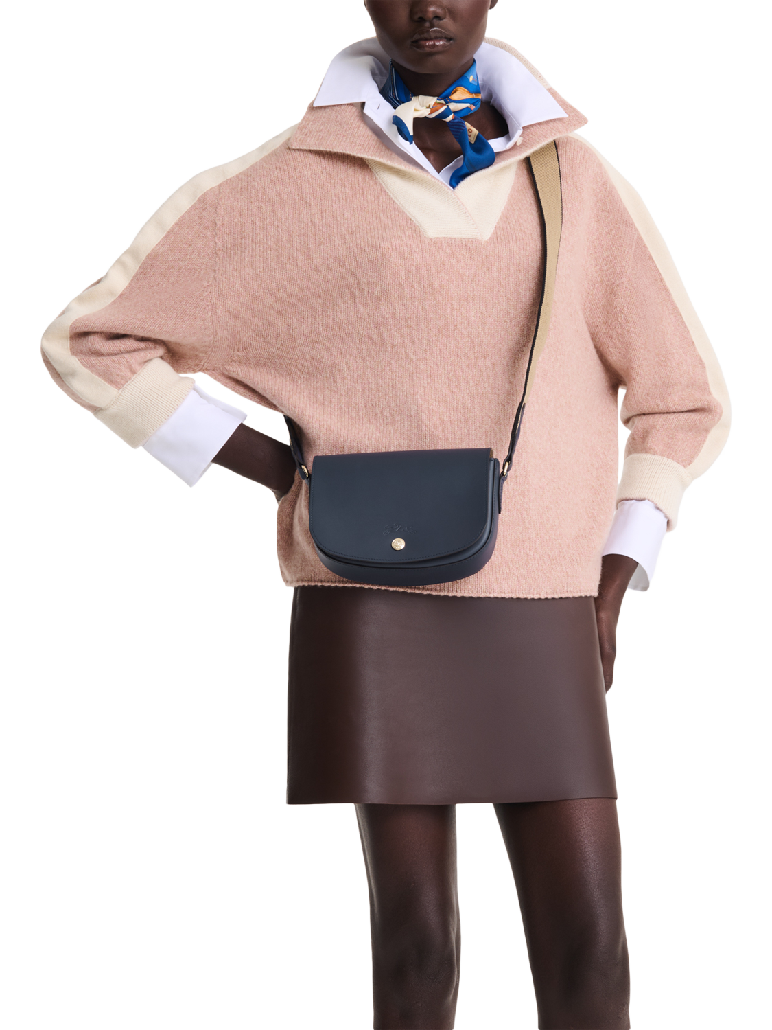 Product image 2 of 6, which shows Longchamp Épure Leather Small Crossbody Bag, Navy