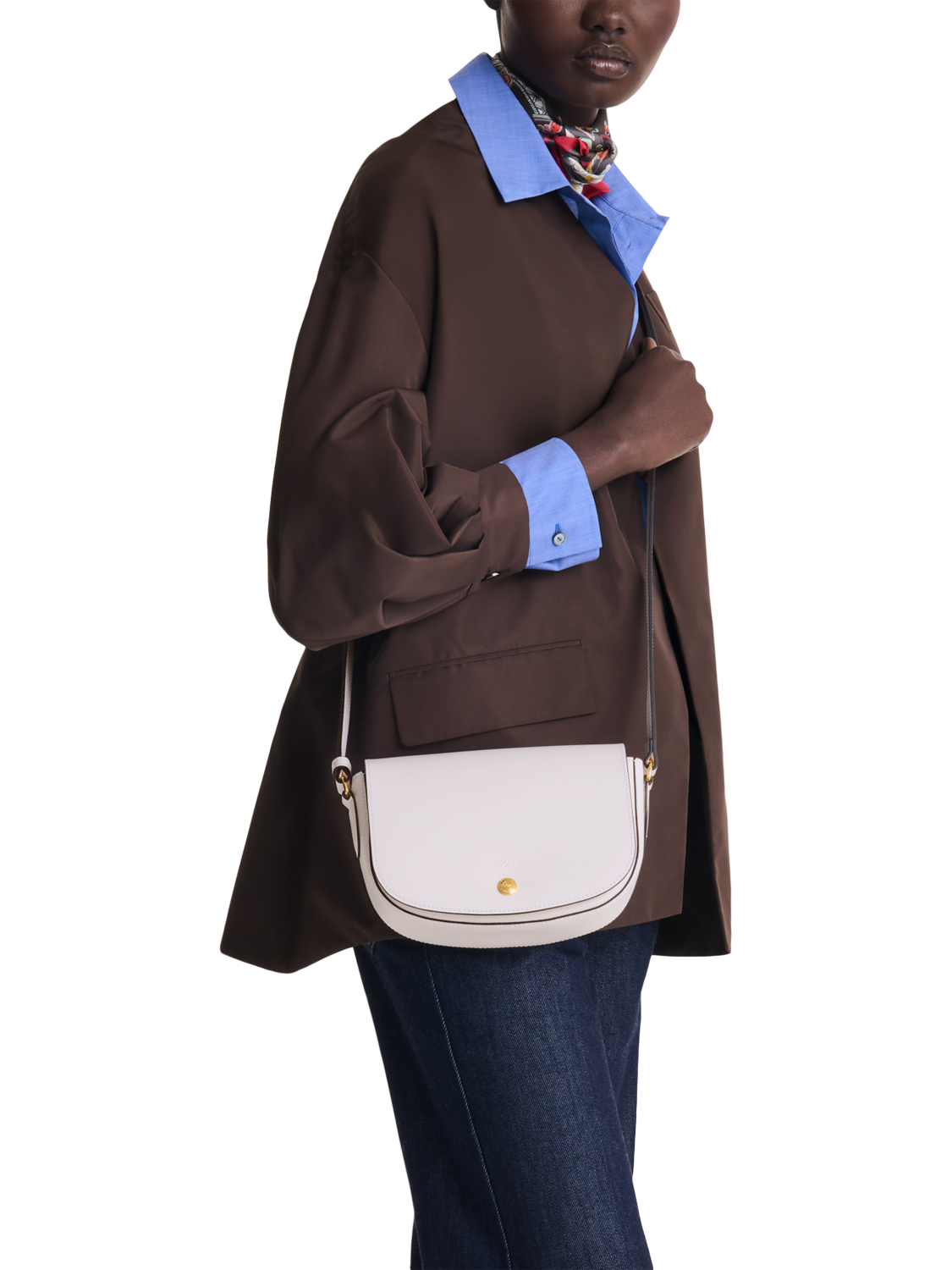 Product image 2 of 3, which shows Longchamp Épure Leather Cross Body Bag, White