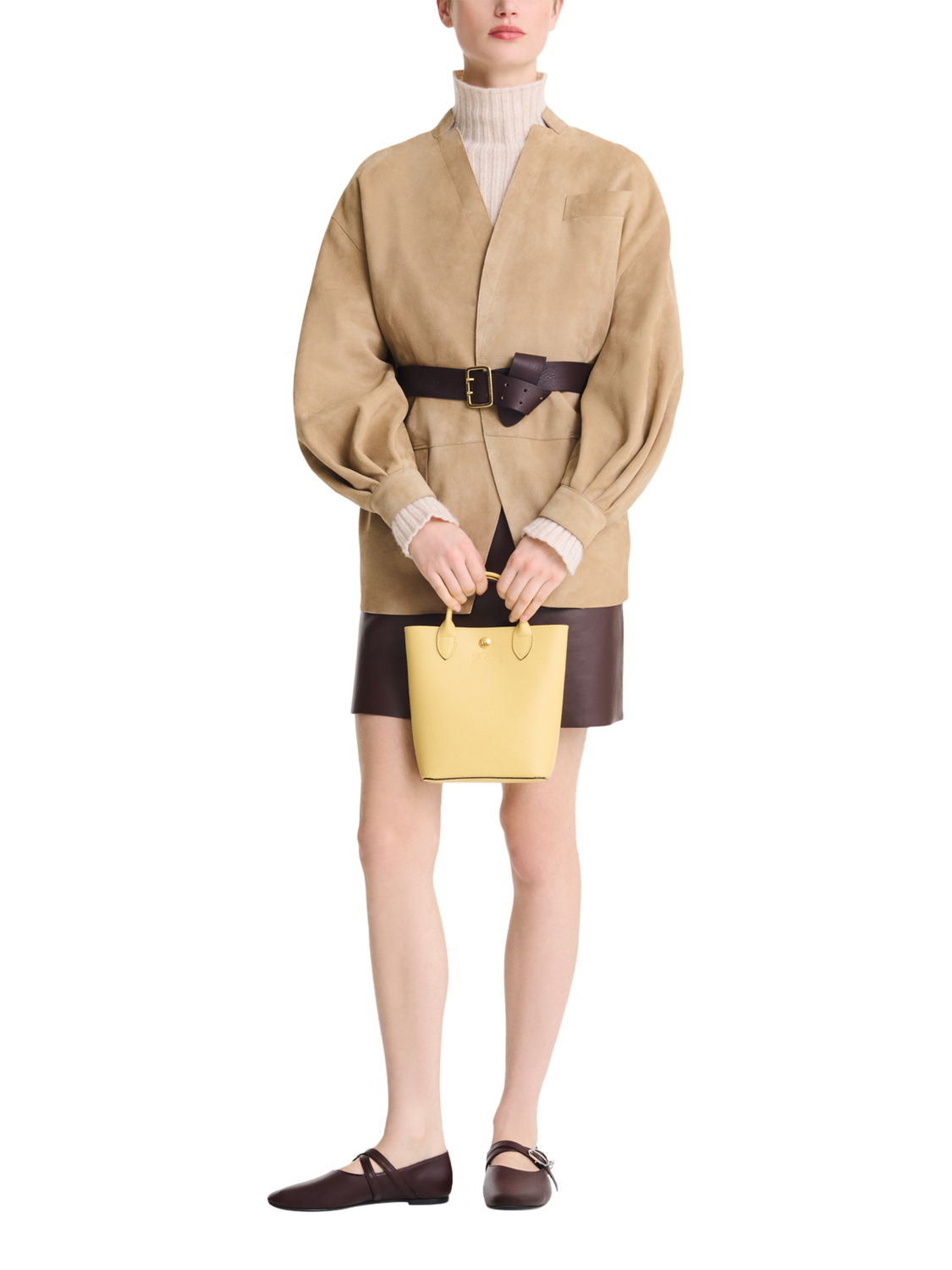 Product image 2 of 6, which shows Longchamp Épure XS Leather Tote Bag, Lemon Yellow