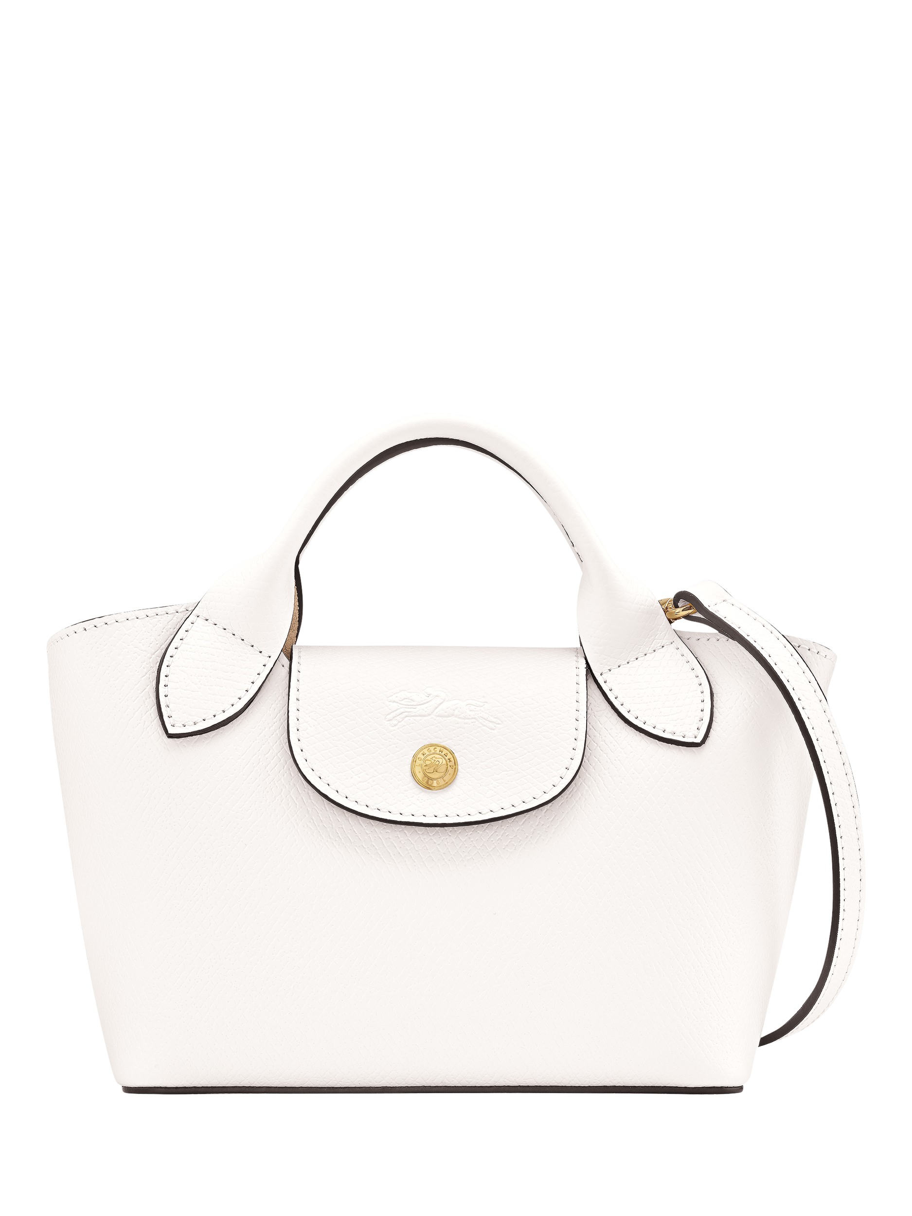 Product image 1 of 3, which shows Longchamp Épure Leather XS Horizontal Tote Bag, White