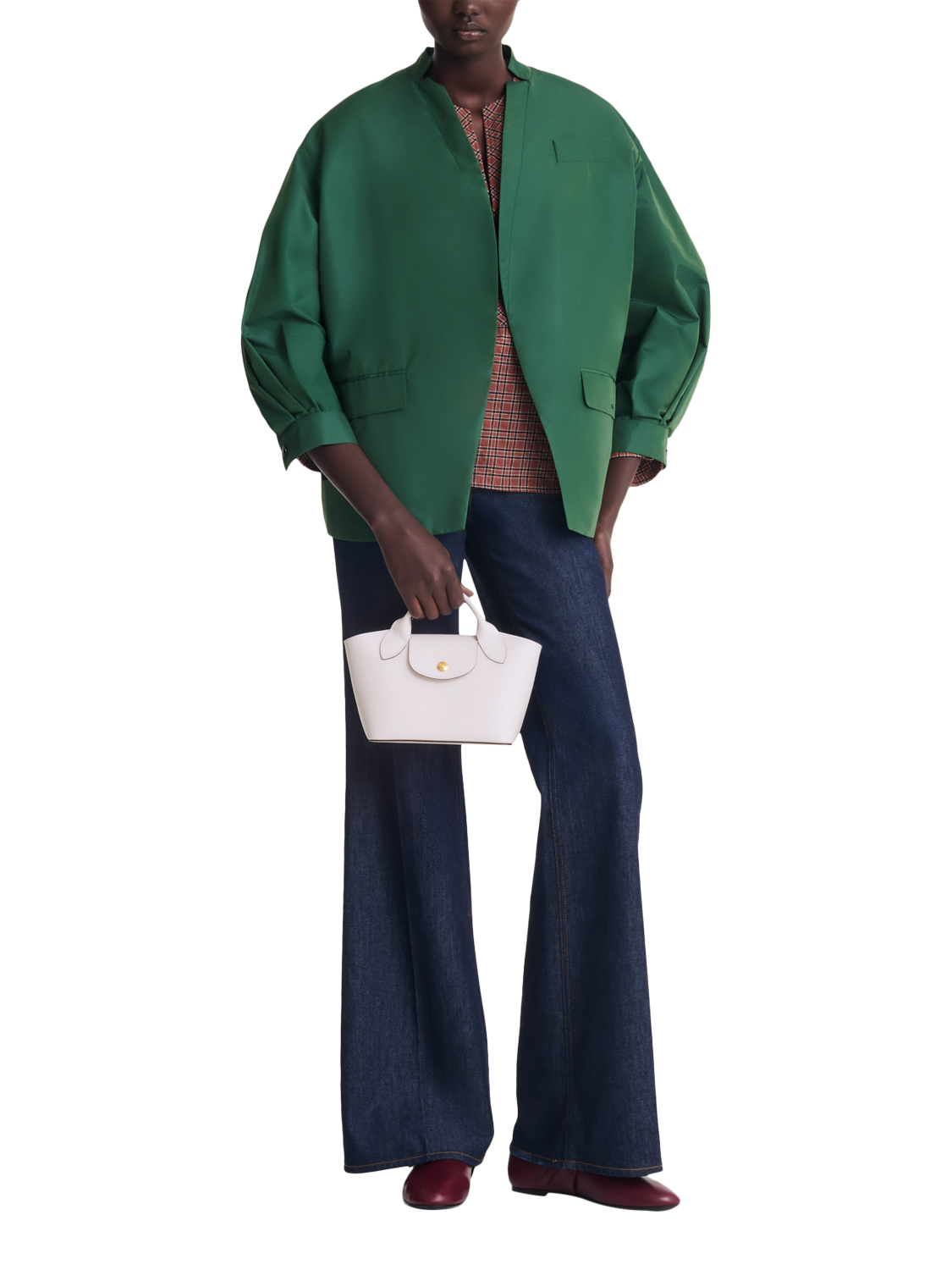 Product image 2 of 3, which shows Longchamp Épure Leather XS Horizontal Tote Bag, White