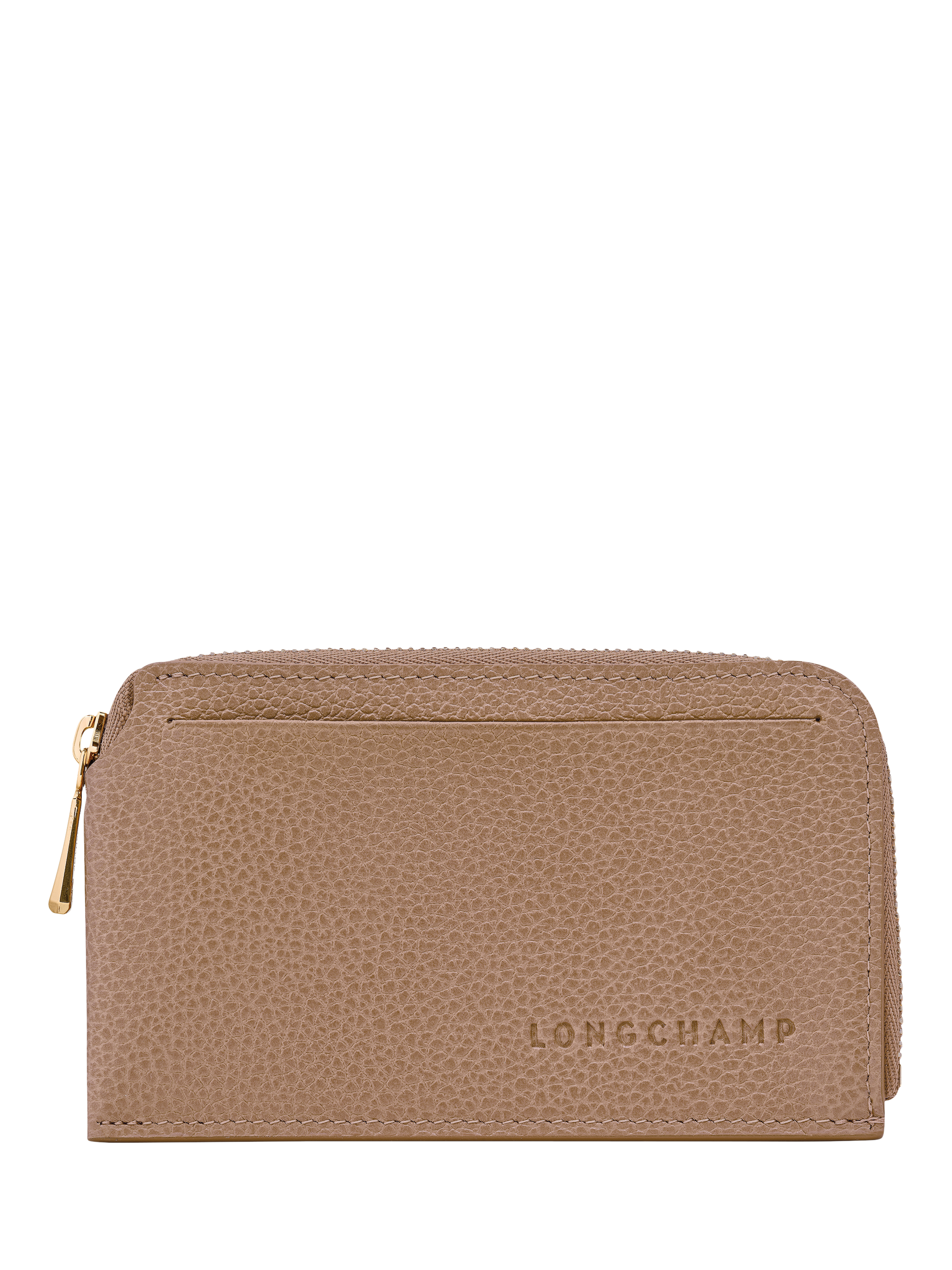 Product image 1 of 1, which shows Longchamp Foulonne Leather Card Holder, Biscuit
