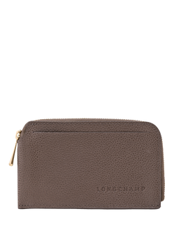 Longchamp Le Foulonné Zipped Leather Cardholder, Taupe