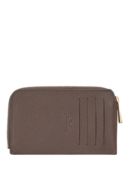 Longchamp Le Foulonné Zipped Leather Cardholder - view 2, Taupe