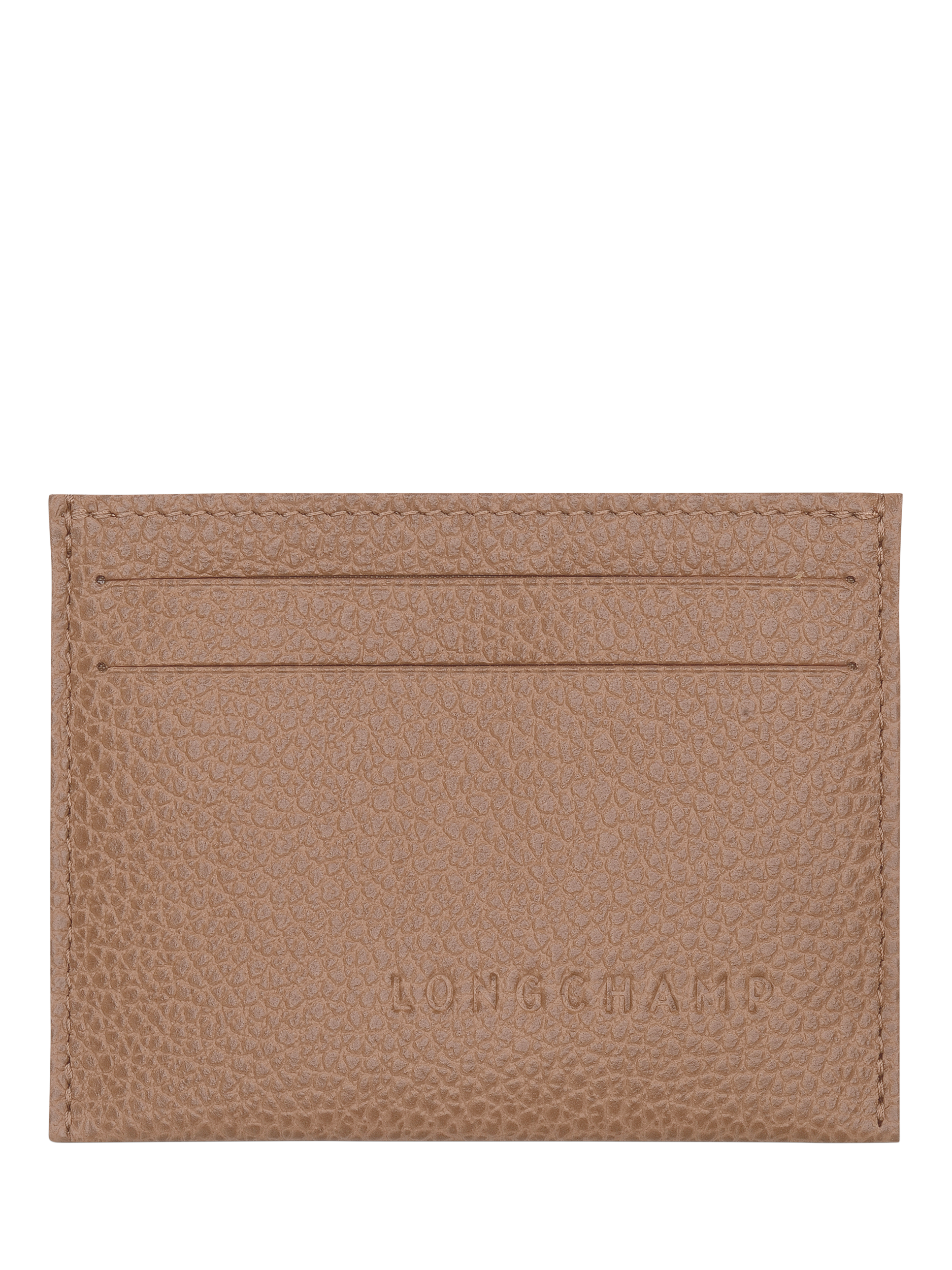 Product image 1 of 2, which shows Longchamp Le Foulonné Leather Card Holder, Biscuit