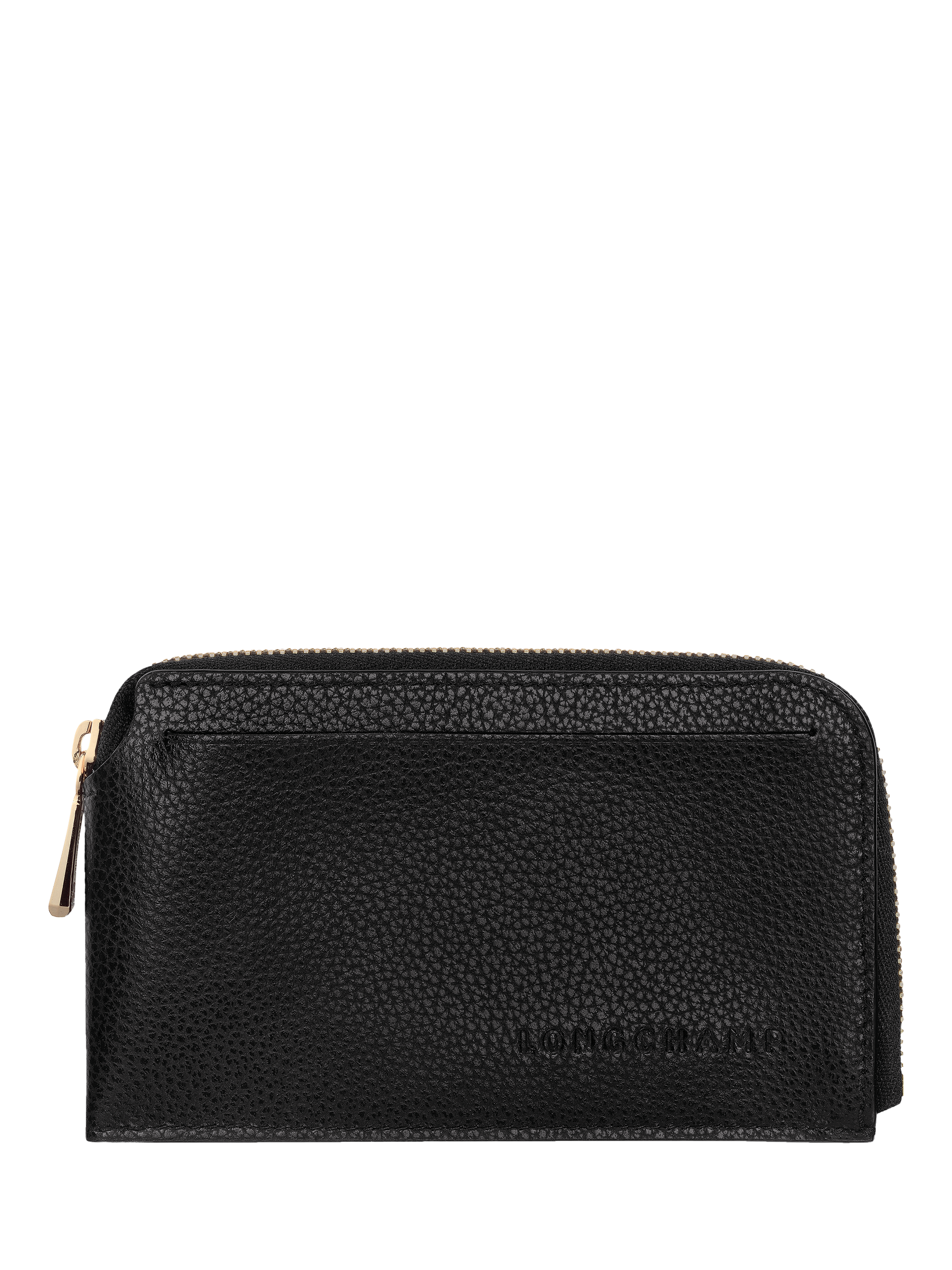 Product image 1 of 2, which shows Longchamp Foulonne Leather Card Holder, Black