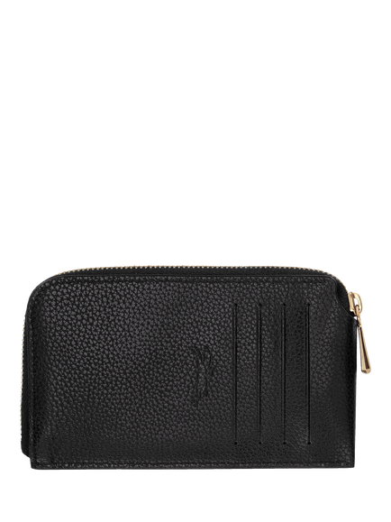 Longchamp Le Foulonné Zipped Leather Cardholder - view 2, Black