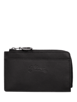 Longchamp Pliage Leather Card Holder, Black