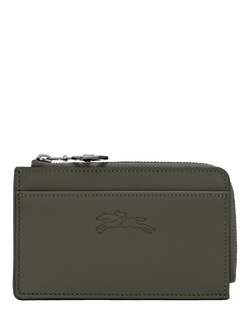 Longchamp Pliage Leather Card Holder, Fir