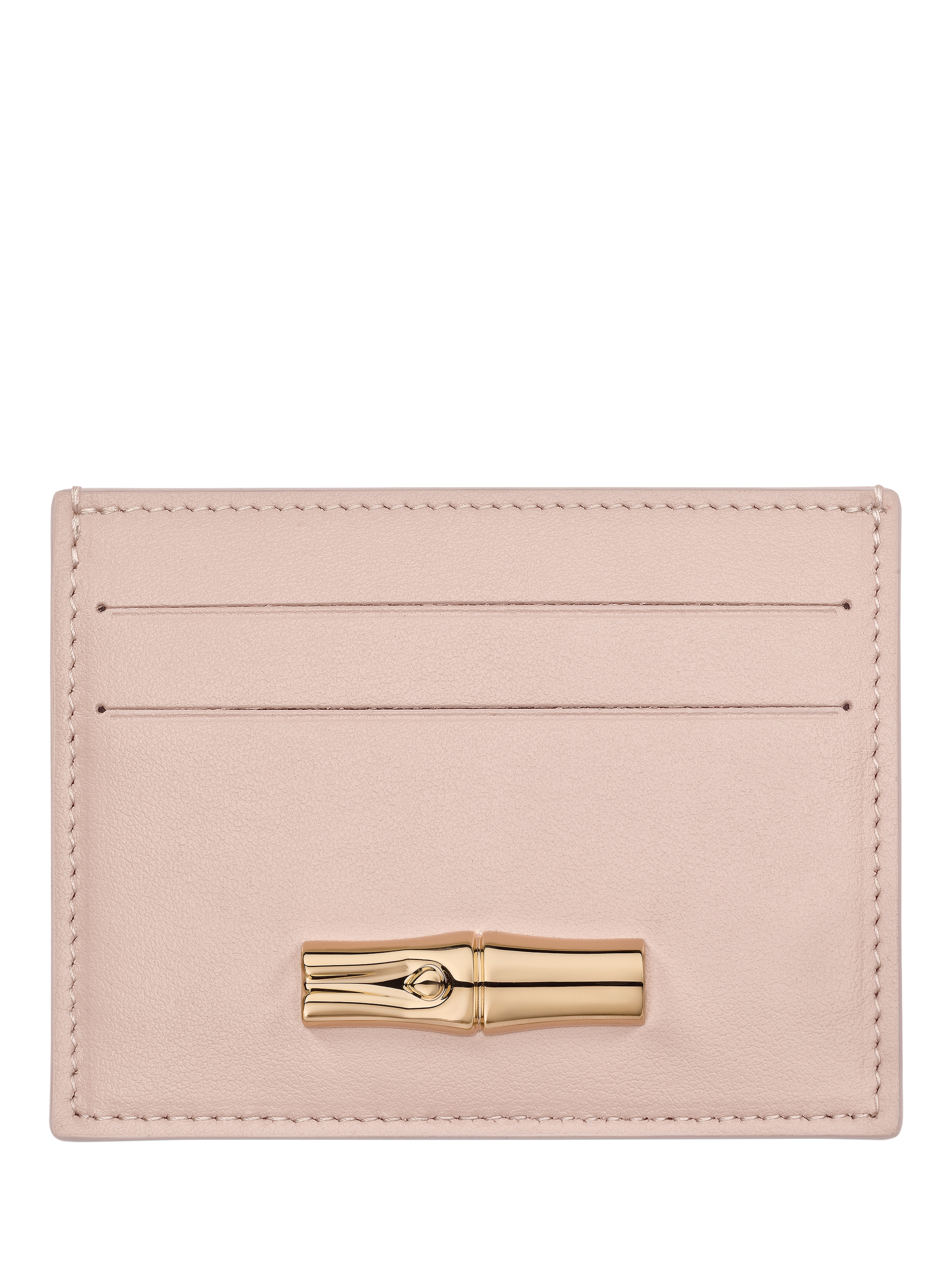Product image 1 of 2, which shows Longchamp Le Roseau Leather Card Holder, Petal Pink