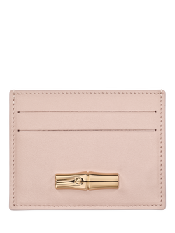 Longchamp Le Roseau Leather Card Holder, Petal Pink
