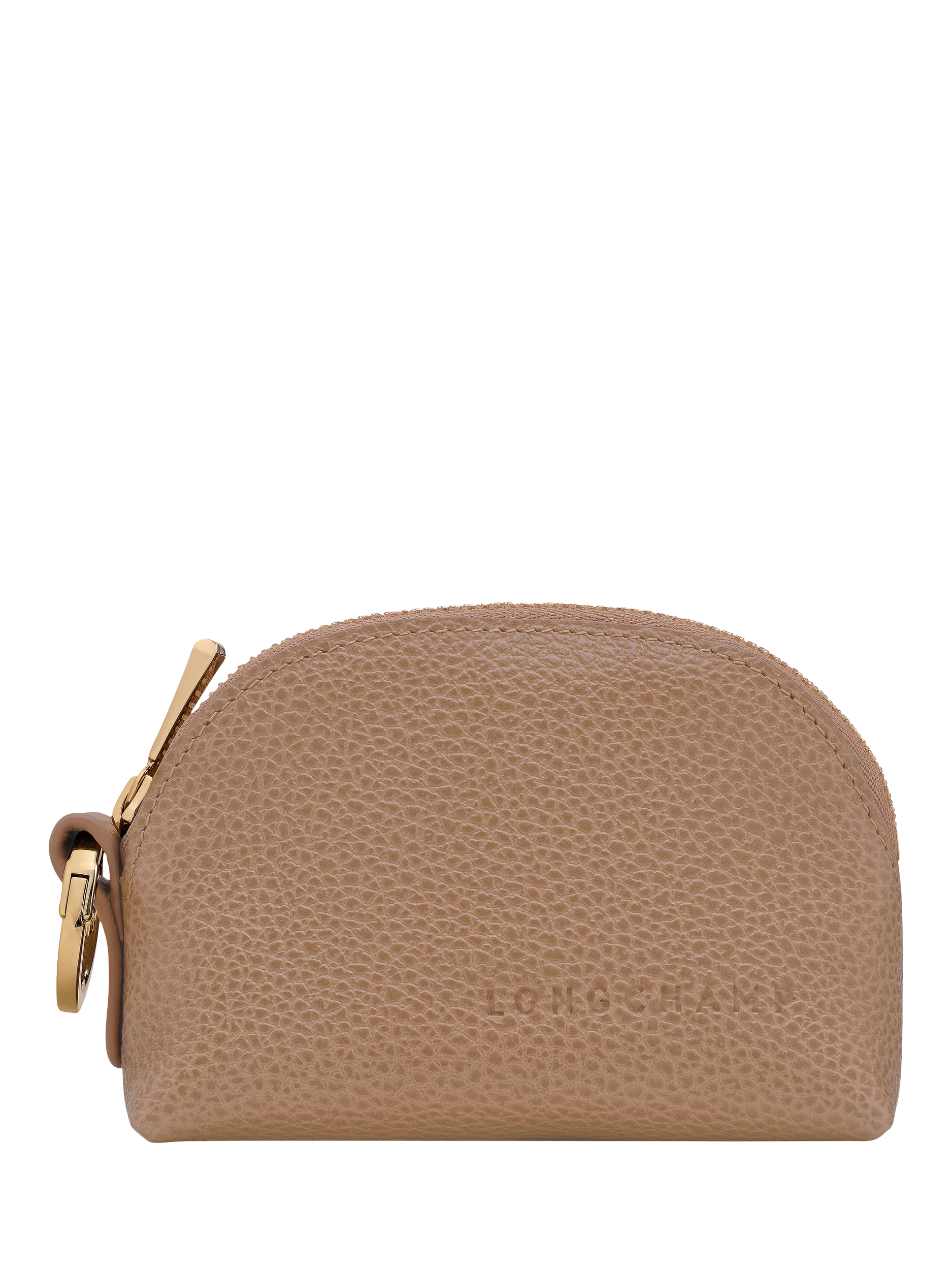 Product image 1 of 2, which shows Longchamp Foulonne Leather Coin Purse, Biscuit