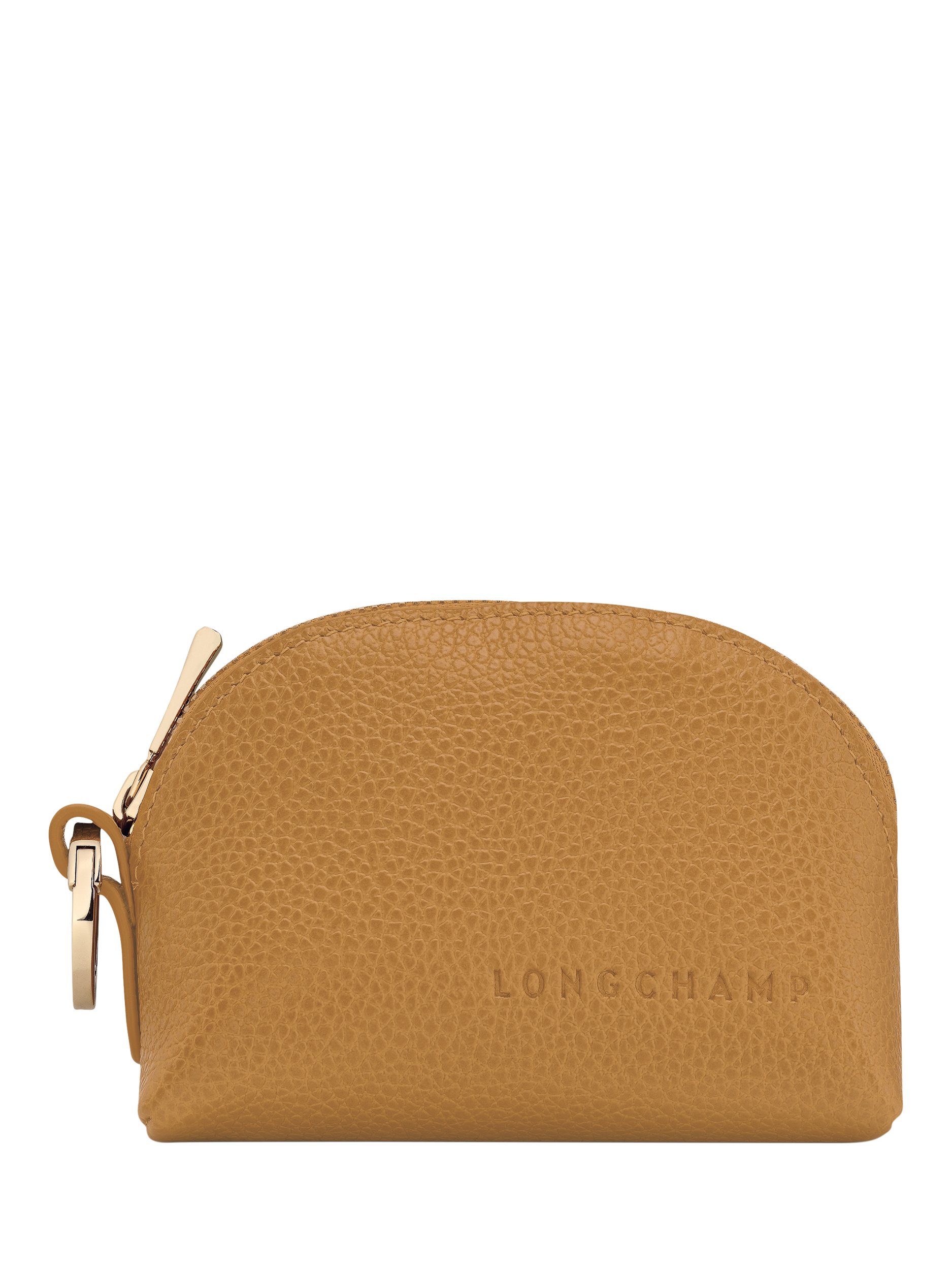 Product image 1 of 2, which shows Longchamp Foulonne Leather Coin Purse, Nutmeg