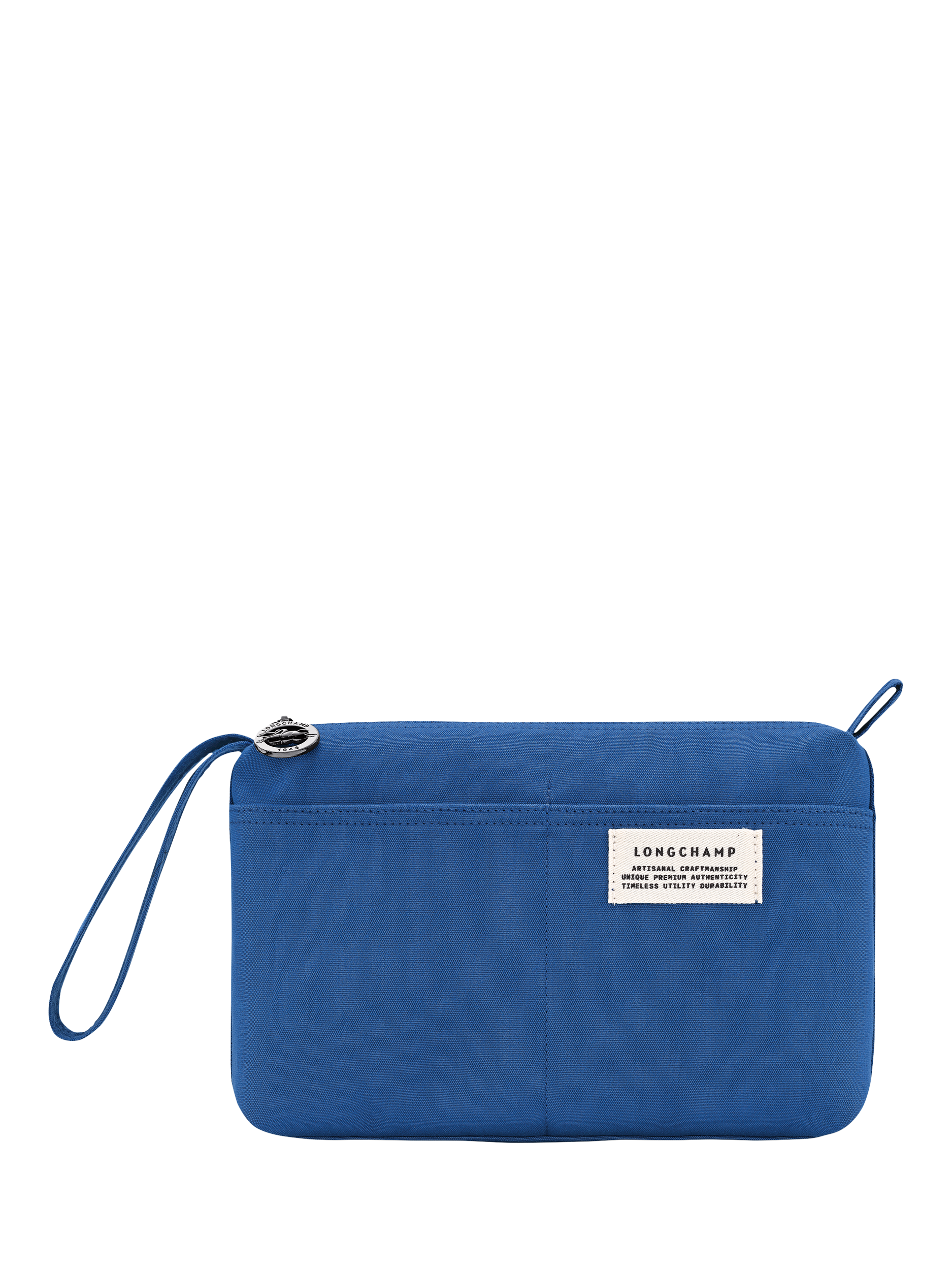 Product image 1 of 4, which shows Longchamp Pliage Collection Cotton Canvas Pouch, Cobalt Blue