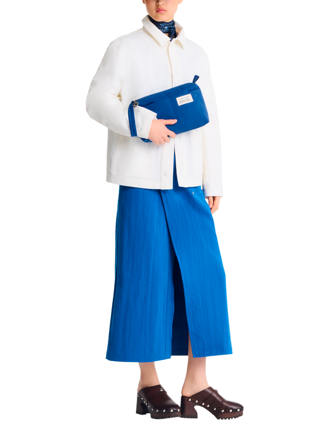 Product image 2 of 4, which shows Longchamp Pliage Collection Cotton Canvas Pouch, Cobalt Blue