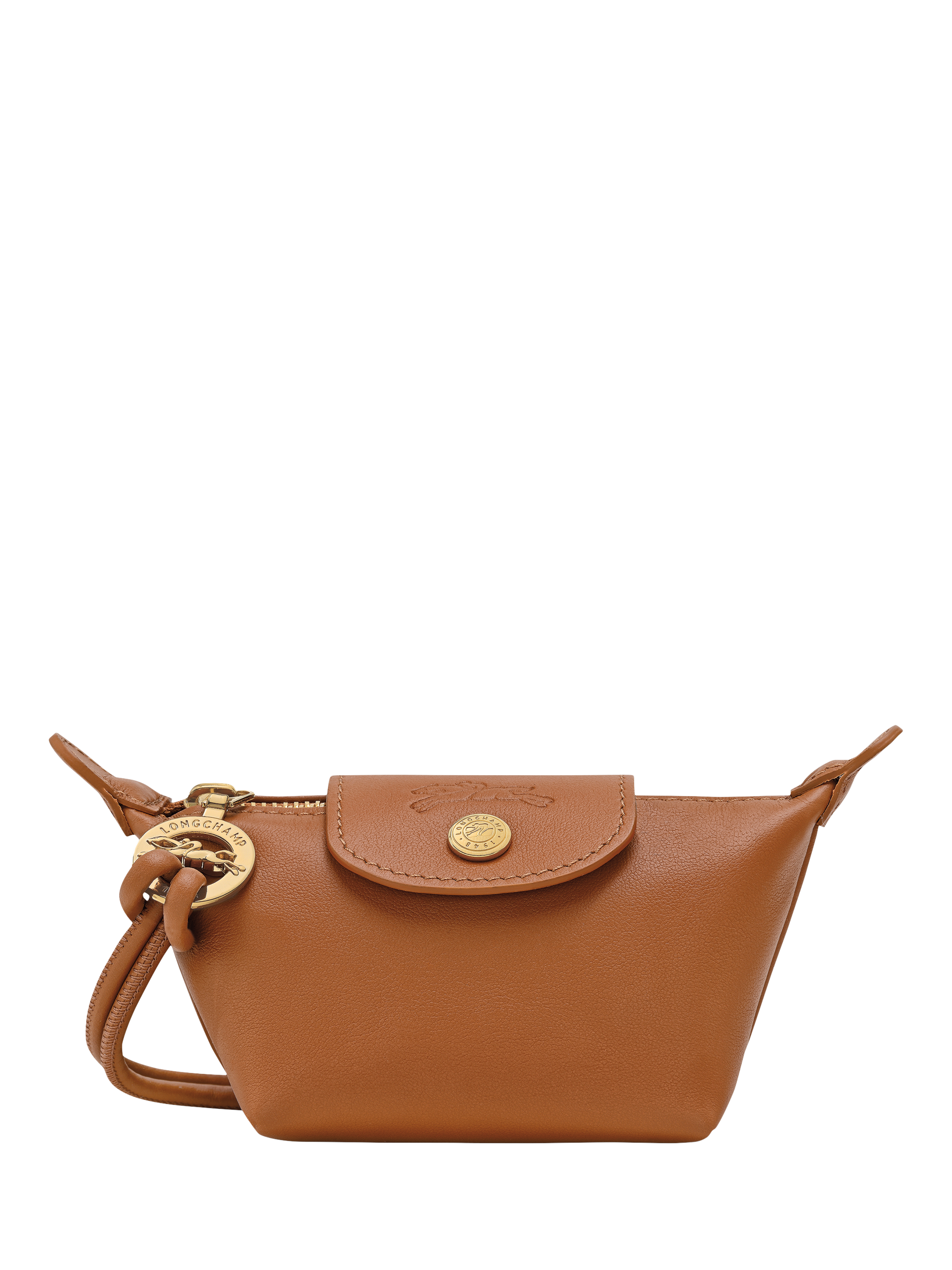 Product image 1 of 2, which shows Longchamp Le Pliage Xtra Leather Coin Purse, Cashew