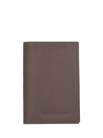 Longchamp Le Foulonné Leather Passport Cover, Taupe