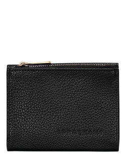 Longchamp Le Foulonné Compact Leather Wallet, Black