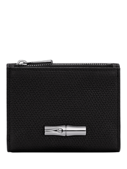 Longchamp Roseau Leather Compact Wallet, Black