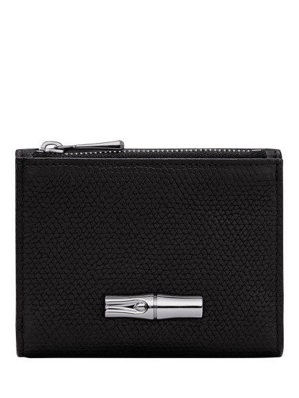 Longchamp Roseau Leather Compact Wallet, Black