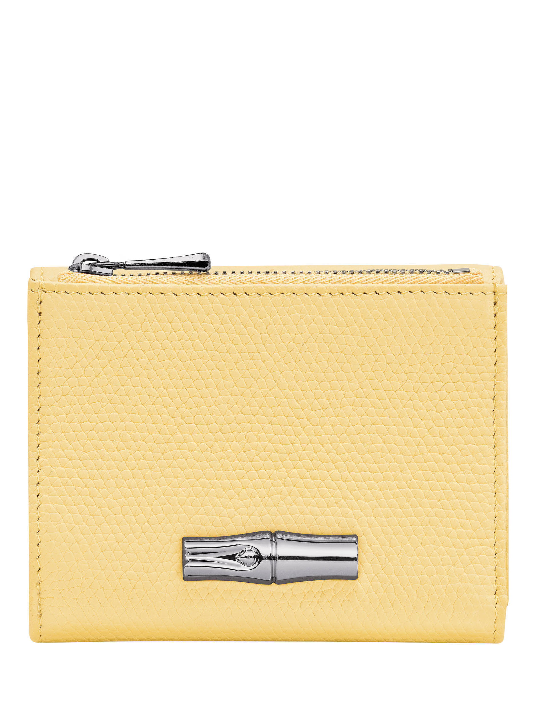 Product image 1 of 3, which shows Longchamp Roseau Leather Compact Wallet, Yellow Chick