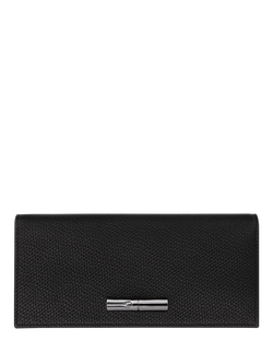 Longchamp Le Roseau Leather Wallet, Black