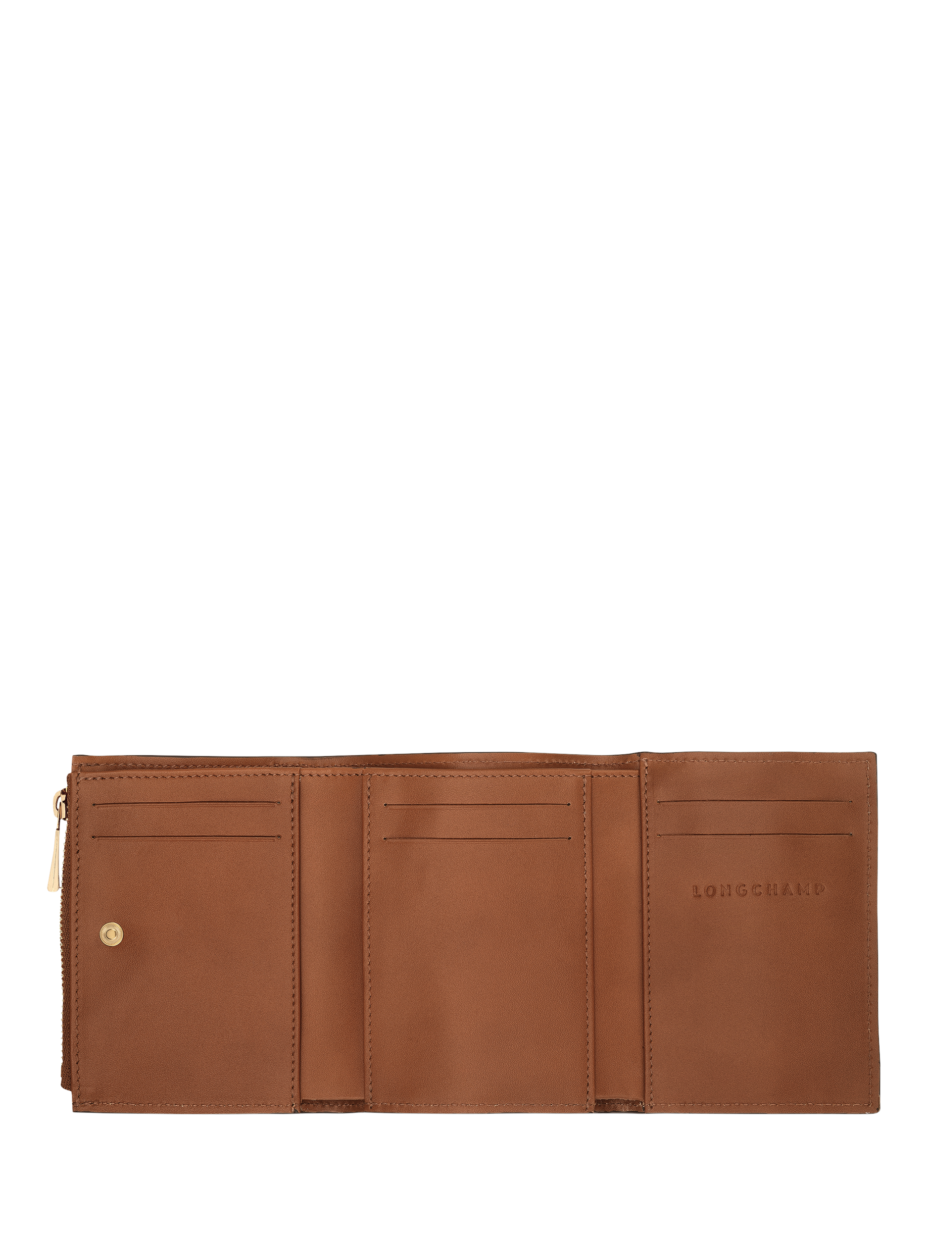 Product image 3 of 3, which shows Longchamp Épure Leather Compact Wallet, Cognac
