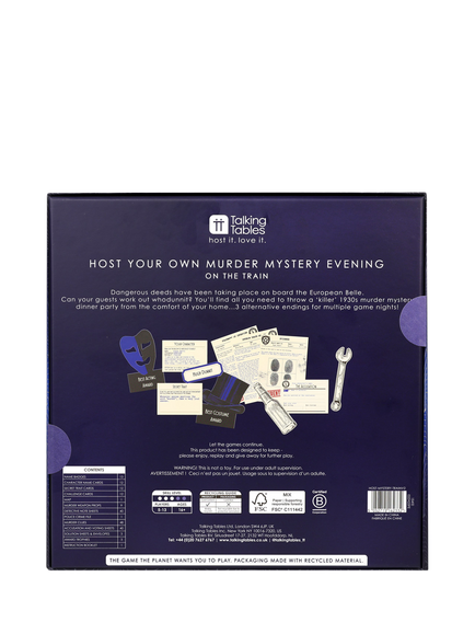 Talking Tables Murder Mystery on the Train Escape Room Board Game - view 2, Blue