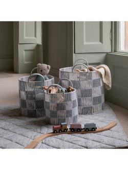 Avery Row Checkerboard Basket, Set of 3, Powder Blue - view 2, Powder Blue