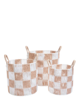 Avery Row Checkerboard Basket, Set of 3, Nude