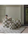 Avery Row Checkerboard Basket, Set of 3, Sage