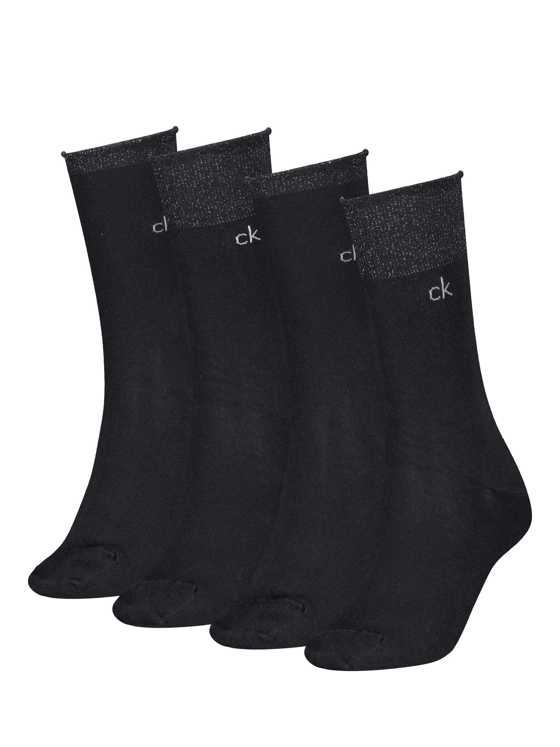 Product image 1 of 3, which shows Calvin Klein Glitter Socks, Pack of 4, Black