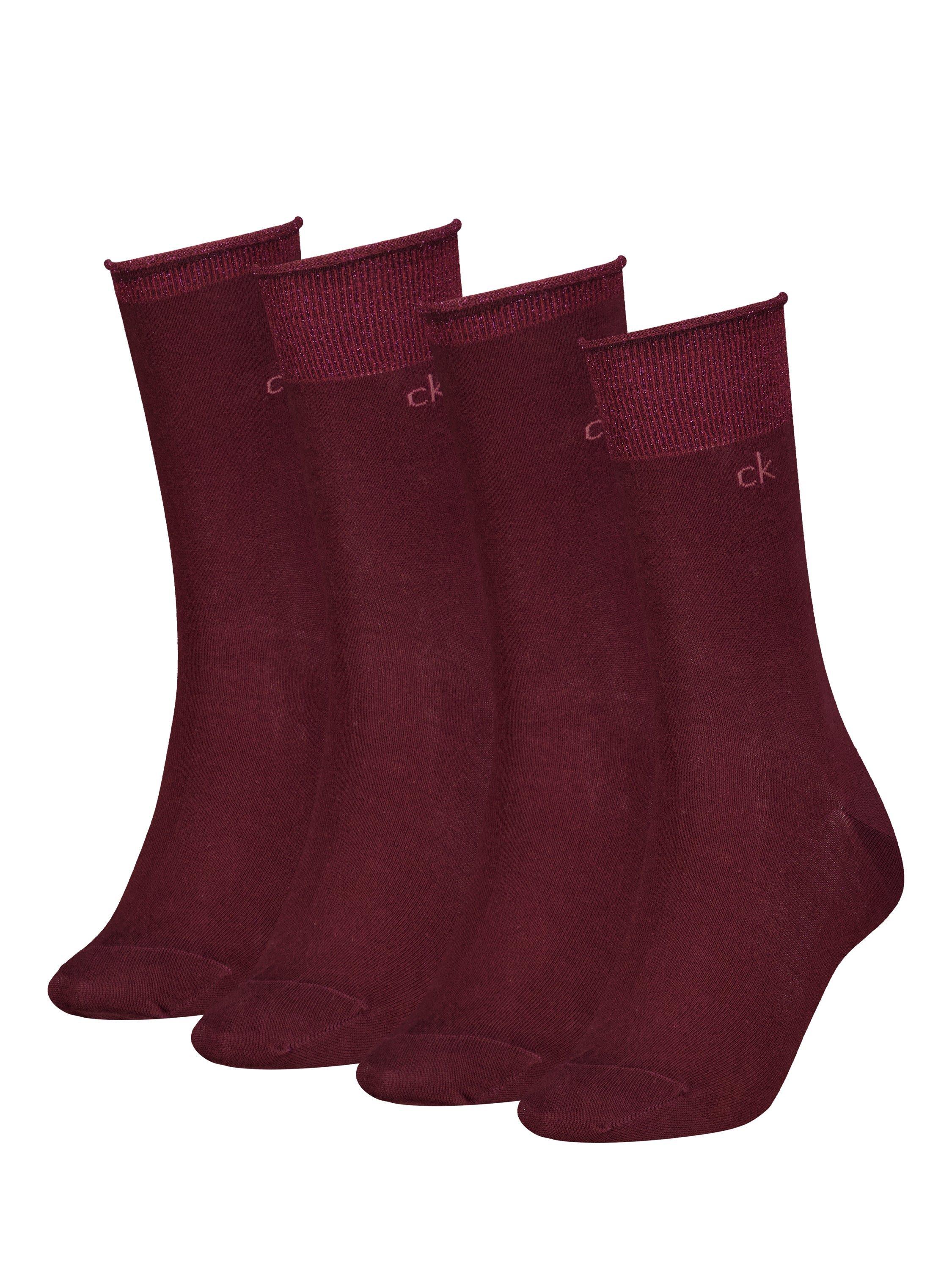 Product image 1 of 3, which shows Calvin Klein Glitter Socks, Pack of 4, Red