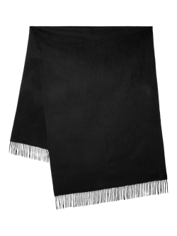 Mulberry Solid Merino Wool Fringed Scarf, Black