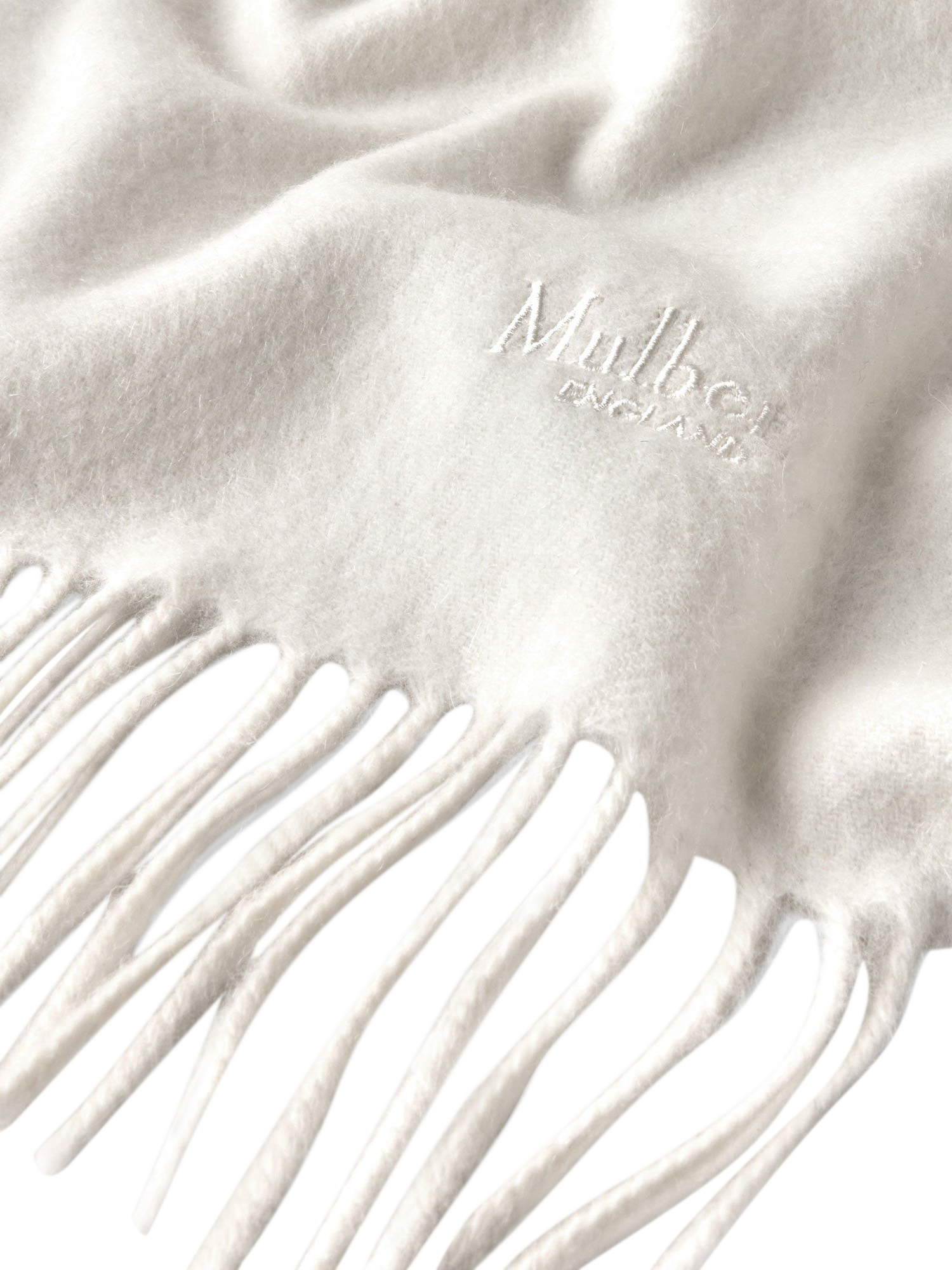 Product image 3 of 4, which shows Mulberry Cashmere Fringe Scarf, Cream
