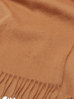 Mulberry Cashmere Fringe Scarf - view 2, Dark Camel