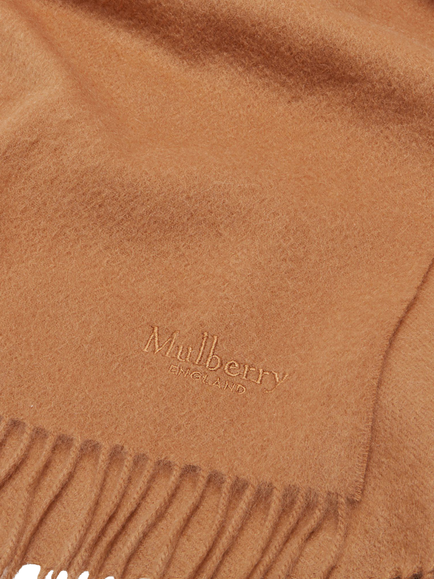 Mulberry Cashmere Fringe Scarf - view 2, Dark Camel