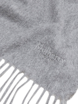 Mulberry Cashmere Fringe Scarf - view 2, Light Grey Melange
