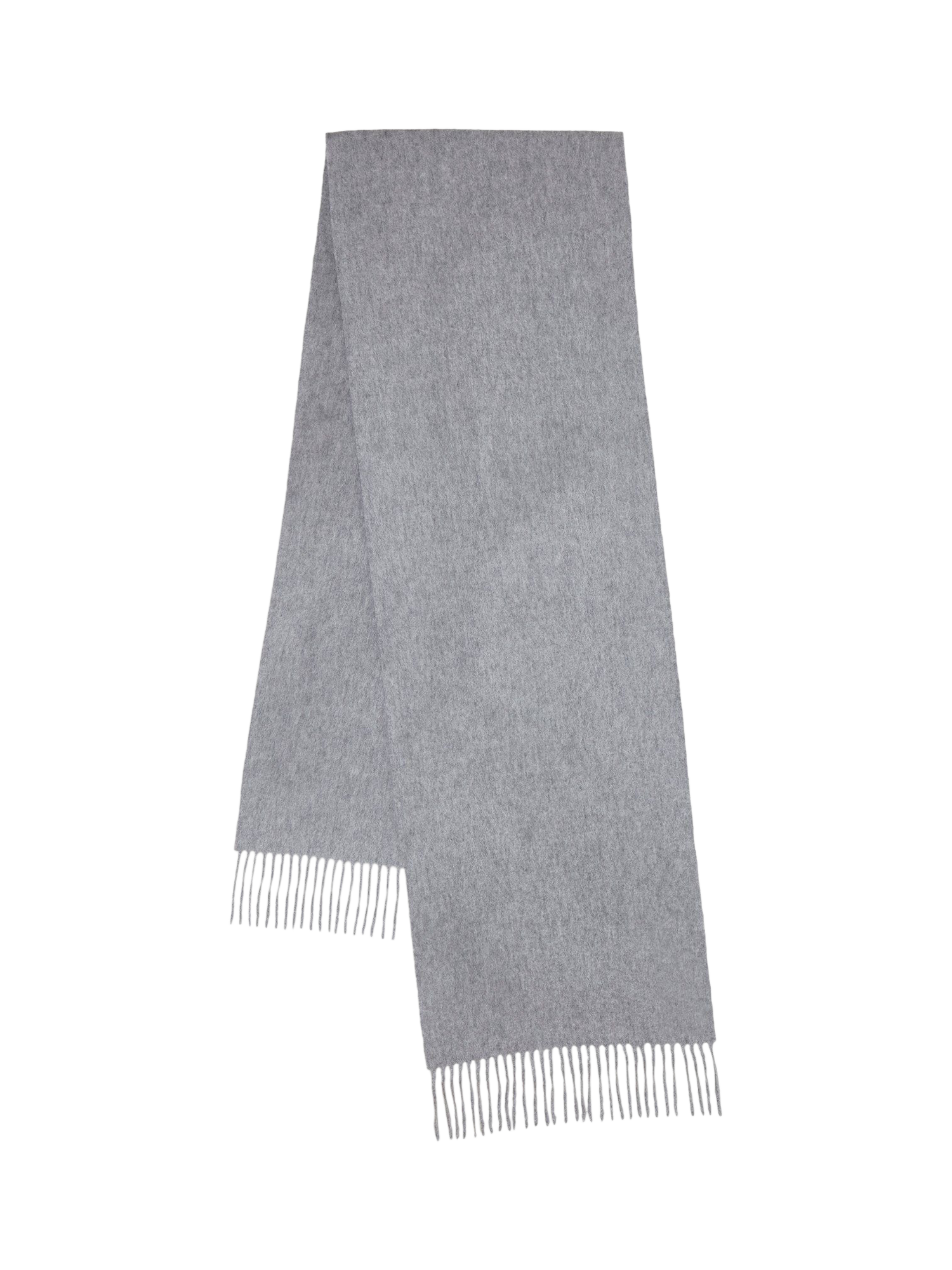 Product image 3 of 3, which shows Mulberry Cashmere Fringe Scarf, Light Grey Melange