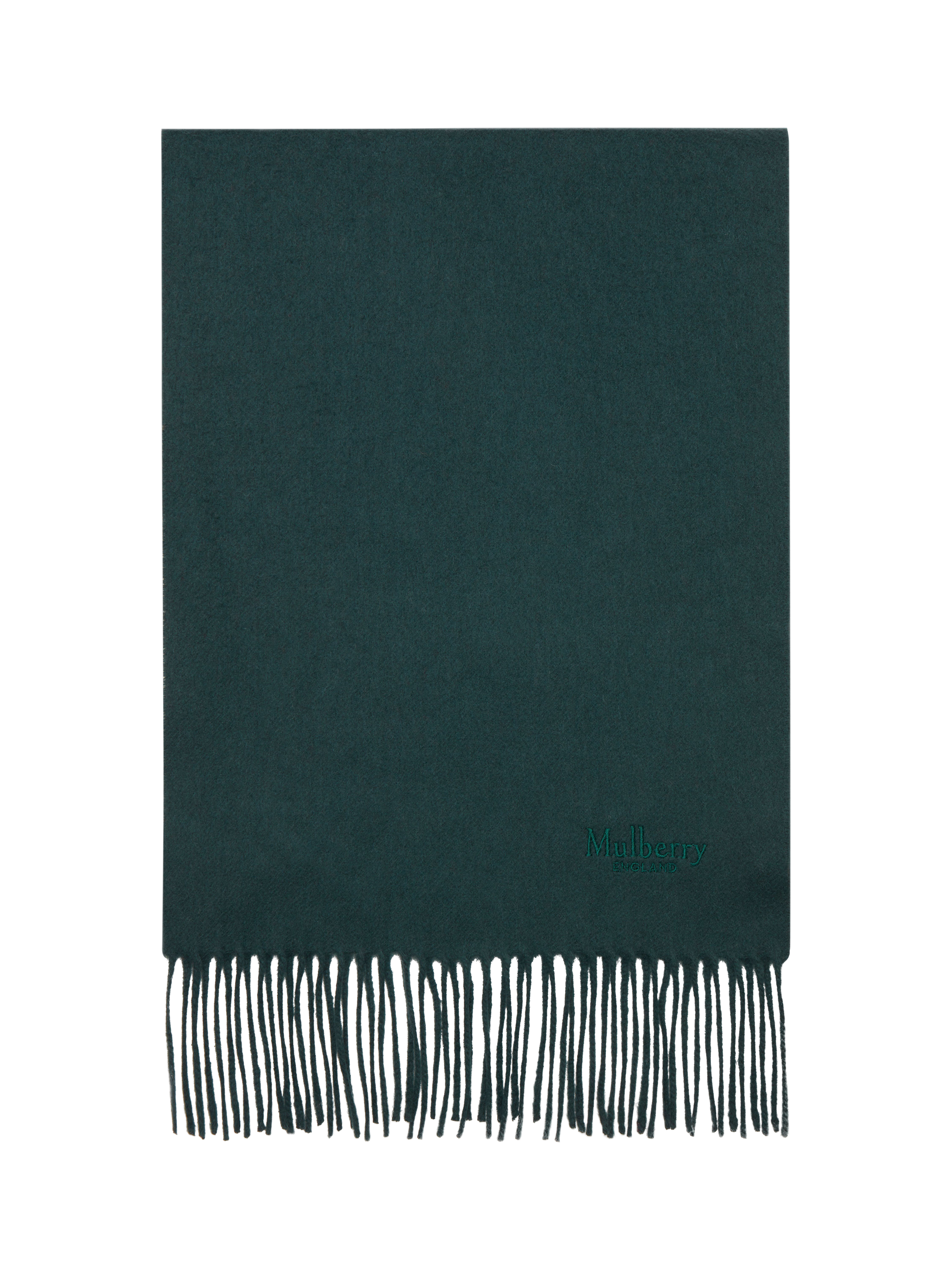 Product image 1 of 2, which shows Mulberry Cashmere Fringe Scarf, Mulberry Green