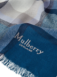 Mulberry Mega Check Lambswool Rich Scarf, Poplin Blue/Ecru