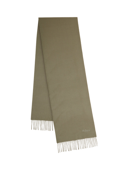 Mulberry Small Solid Merino Wool Scarf, Linen Green