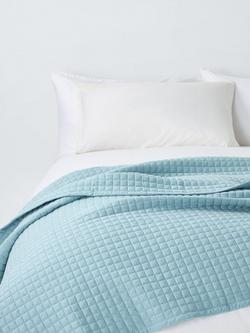 John Lewis Jersey Bedspread, Haze Blue