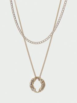Tutti Double Chain Textured Twist Necklace, Gold, Gold
