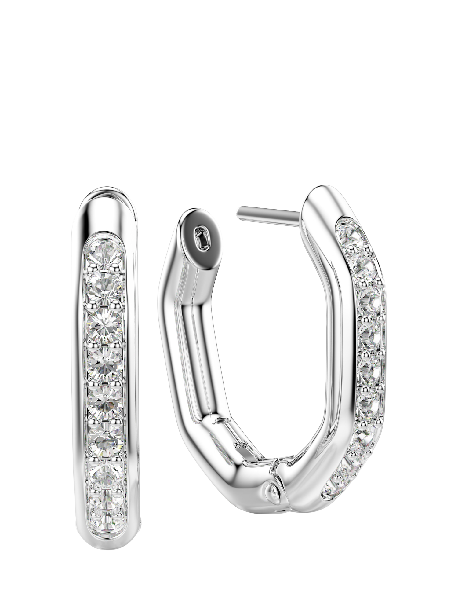 Product image 3 of 5, which shows Swarovski Dextera Hoop Earrings, Silver