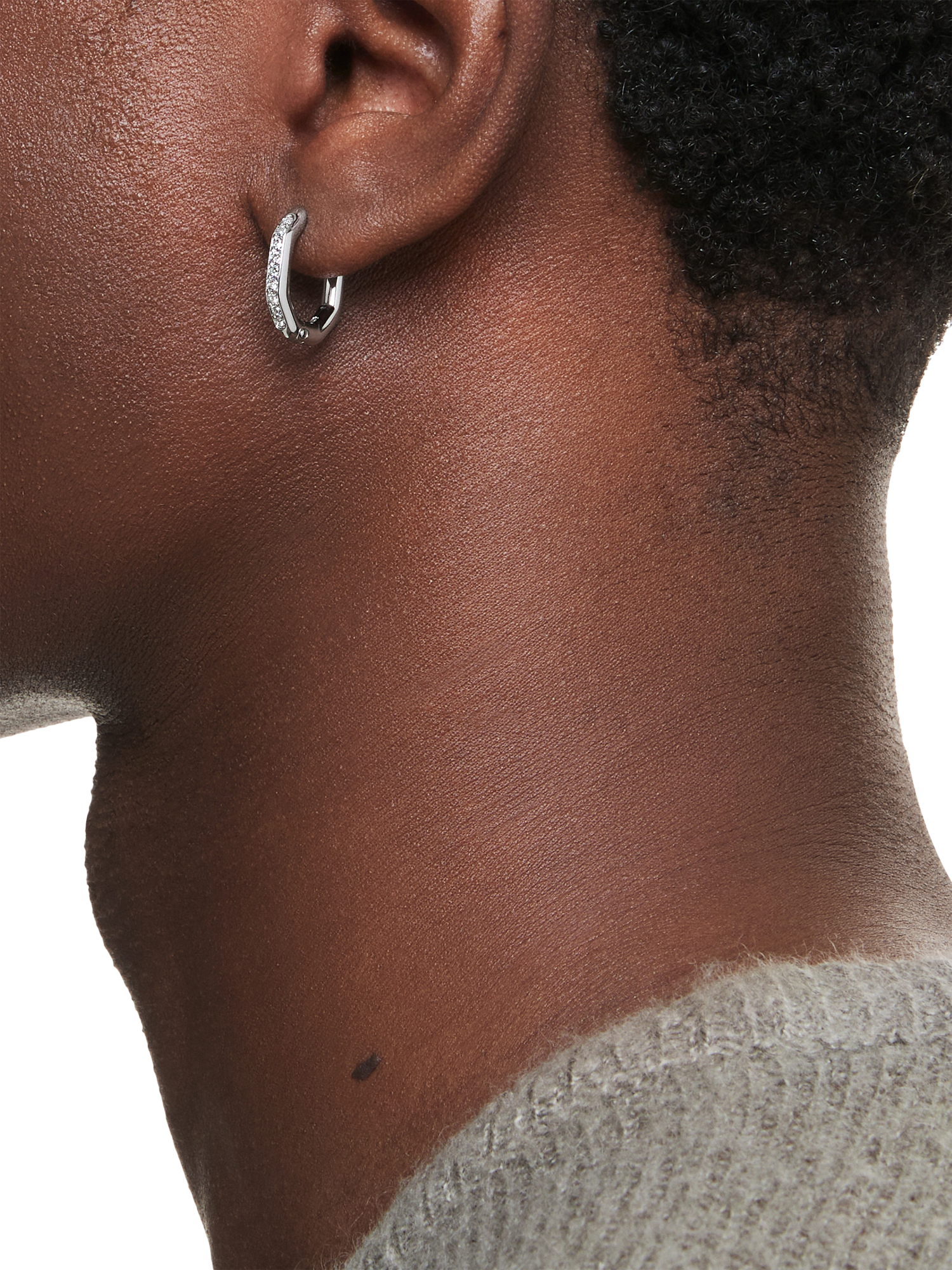 Product image 5 of 5, which shows Swarovski Dextera Hoop Earrings, Silver